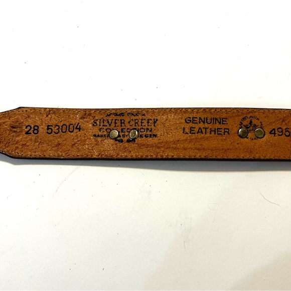 Silver Creek Brown Leather Belt with Silver & Rose Toned Fetishized Size 28 - Picture 3 of 13